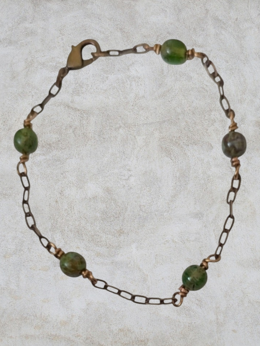 NWT Artisan one-of-a-kind Czech glass raw brass and copper bracelet.
